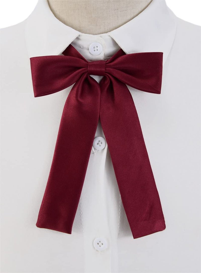 SYAYA Bow Tie For Women, Satin Elegant Bowtie for Dresses & Graduation & School Uniform & Weddings UY-WBT-8 (Red) - Image 3